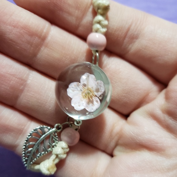 Cherry Blossom Real Flower Charm Bracelet NEW - Picture 5 of 6